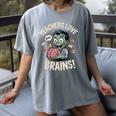 Teachers Love Brains Shirt Men Women Teacher Halloween Women's Comfort Colors T-Shirt Gray Teachers Love Brains Shirt Men Women Teacher Halloween Women's Comfort Colors T-Shirt Gray