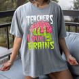 Teachers Love Brains Zombie Teacher Halloween Zombies Women's Comfort Colors T-Shirt Gray