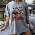 Teachers Oh What Fun It Is To Teach Cute Red Plaid Reindeer Women's Comfort Colors T-Shirt Gray