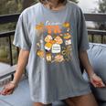 Team TK Crew Preppy Coquette Bow Pumpkin Fall TK Teacher Women's Comfort Colors T-Shirt Gray