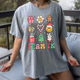 Team TK Teacher Christmas Groovy Smile Face Girl Boy Kid TK Women's Comfort Colors T-Shirt Gray