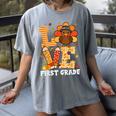 Thanksgiving Love First Grade Teacher Turkey Autumn Fall For Men Women Girls Kids Women's Comfort Colors T-Shirt Gray