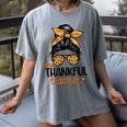 Thanksgiving Shirt Teacher Women Messy Bun Thankful Teacher Women's Comfort Colors T-Shirt Gray Thanksgiving Shirt Teacher Women Messy Bun Thankful Teacher Women's Comfort Colors T-Shirt Gray
