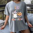TK Boo Crew Retro Groovy Halloween Floral Ghost TK Teacher Men Women Kids Women's Comfort Colors T-Shirt Gray TK Boo Crew Retro Groovy Halloween Floral Ghost TK Teacher Men Women Kids Women's Comfort Colors T-Shirt Gray