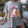 Trick Or Teach Groovy Teacher Ghost Halloween Teacher Women's Comfort Colors T-Shirt Gray Trick Or Teach Groovy Teacher Ghost Halloween Teacher Women's Comfort Colors T-Shirt Gray
