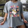 Trick Or Teach Groovy Teacher Halloween Retro Floral Ghost Women's Comfort Colors T-Shirt Gray