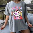 Trick Or Teach Halloween Teacher Floral Ghost Groovy Women's Comfort Colors T-Shirt Gray Trick Or Teach Halloween Teacher Floral Ghost Groovy Women's Comfort Colors T-Shirt Gray