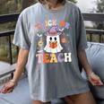 Trick Or Teach Teacher Groovy Ghost Halloween Teacher Women's Comfort Colors T-Shirt Gray Trick Or Teach Teacher Groovy Ghost Halloween Teacher Women's Comfort Colors T-Shirt Gray
