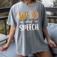 Wild About Speech SLP Leopard Teacher Back To School Kids Women's Comfort Colors T-Shirt Gray