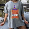 Witchy Halloween Hocus Pocus Everybody Focus Teacher Pumpkin Women's Comfort Colors T-Shirt Gray