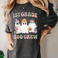 1st Grade Boo Crew Groovy Halloween Floral Ghost Kid Teacher Women's Comfort Colors T-Shirt Pepper