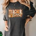 Autumn Pumpkin Thanksgiving Coffee Floral Teacher Fall Women's Comfort Colors T-Shirt Pepper Autumn Pumpkin Thanksgiving Coffee Floral Teacher Fall Women's Comfort Colors T-Shirt Pepper