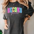 Back To School Neon Checkered Second Grade Colorful Teacher Women's Comfort Colors T-Shirt Pepper
