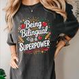 Being Bilingual Is A Superpower ESL Teacher School Women's Comfort Colors T-Shirt Pepper Being Bilingual Is A Superpower ESL Teacher School Women's Comfort Colors T-Shirt Pepper