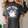 Boo Jour Ghost Halloween French Teacher Cute Coffe Croissant Women's Comfort Colors T-Shirt Pepper Boo Jour Ghost Halloween French Teacher Cute Coffe Croissant Women's Comfort Colors T-Shirt Pepper
