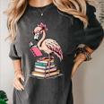 Book Lover Cute Flamingo Reading Teacher Librarian Women Women's Comfort Colors T-Shirt Pepper