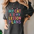 My Cat Ate My Lesson Plans Teacher Cat Humor Women's Comfort Colors T-Shirt Pepper