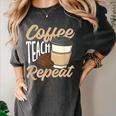 Coffee Teach Repeat Teacher Women's Comfort Colors T-Shirt Pepper Coffee Teach Repeat Teacher Women's Comfort Colors T-Shirt Pepper