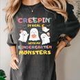 Creepin It Real With Kindergarten Monsters Halloween Teacher Women's Comfort Colors T-Shirt Pepper Creepin It Real With Kindergarten Monsters Halloween Teacher Women's Comfort Colors T-Shirt Pepper