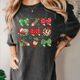Cute Coquette Pencil Bow Christmas School Teacher Student Women's Comfort Colors T-Shirt Pepper