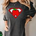 Cute Distressed Super Teacher Superhero Apple Shirt Women's Comfort Colors T-Shirt Pepper