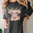 Cute Floral Highland Cow Back To School For Women Teacher Women's Comfort Colors T-Shirt Pepper Cute Floral Highland Cow Back To School For Women Teacher Women's Comfort Colors T-Shirt Pepper
