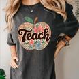 Cute Teacher With Apple Retro Teacher Kids Back To School Women's Comfort Colors T-Shirt Pepper Cute Teacher With Apple Retro Teacher Kids Back To School Women's Comfort Colors T-Shirt Pepper