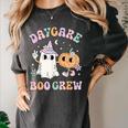 Daycare Boo Crew Groovy Halloween Floral Ghost Kid Teacher Women's Comfort Colors T-Shirt Pepper