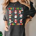 What Are We Doing Today PE Teacher Snowman Christmas Women's Comfort Colors T-Shirt Pepper What Are We Doing Today PE Teacher Snowman Christmas Women's Comfort Colors T-Shirt Pepper