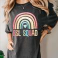 ESL Squad Teacher Crew Team Back To School English Rainbow Women's Comfort Colors T-Shirt Pepper ESL Squad Teacher Crew Team Back To School English Rainbow Women's Comfort Colors T-Shirt Pepper