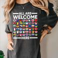 ESL Teacher All Are Welcome Here For Worlds Virtual Teachers Women's Comfort Colors T-Shirt Pepper ESL Teacher All Are Welcome Here For Worlds Virtual Teachers Women's Comfort Colors T-Shirt Pepper