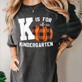 Fall Kindergarten Teacher K Is For Buffalo Plaid Pumpkin Women's Comfort Colors T-Shirt Pepper