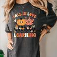 Fall In Love With Learning Teacher Retro Thanksgiving Women's Comfort Colors T-Shirt Pepper Fall In Love With Learning Teacher Retro Thanksgiving Women's Comfort Colors T-Shirt Pepper