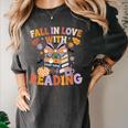 Fall In Love With Reading Halloween Stack Of Book Teacher Women's Comfort Colors T-Shirt Pepper Fall In Love With Reading Halloween Stack Of Book Teacher Women's Comfort Colors T-Shirt Pepper