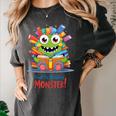 Feed The Reading Monster Halloween Teacher Women's Comfort Colors T-Shirt Pepper Feed The Reading Monster Halloween Teacher Women's Comfort Colors T-Shirt Pepper