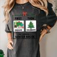 First Educate Then Celebrate Christmas Teacher Winter Break Women's Comfort Colors T-Shirt Pepper
