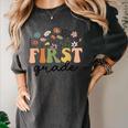 First Grade Teacher Wildflower Back To School Floral Outfits Women's Comfort Colors T-Shirt Pepper First Grade Teacher Wildflower Back To School Floral Outfits Women's Comfort Colors T-Shirt Pepper