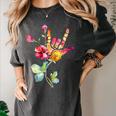 Flower American Sign Language ASL Teacher Teaching Deaf Women's Comfort Colors T-Shirt Pepper Flower American Sign Language ASL Teacher Teaching Deaf Women's Comfort Colors T-Shirt Pepper