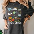 Friendship Inclusion Language Teacher It Starts With Hello Women's Comfort Colors T-Shirt Pepper Friendship Inclusion Language Teacher It Starts With Hello Women's Comfort Colors T-Shirt Pepper
