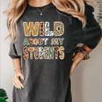 Fun Zoo Animal Print Teacher Shirts Wild About My Students Women's Comfort Colors T-Shirt Pepper