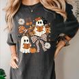 Ghost Reading Books Halloween Bow Spooky Teacher Student Women's Comfort Colors T-Shirt Pepper