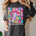 Groovy Teacher Cute Coquette Bow Flower Retro Back To School Women's Comfort Colors T-Shirt Pepper