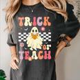 Groovy Teacher Halloween Retro Trick Or Teach Floral Ghost Women's Comfort Colors T-Shirt Pepper Groovy Teacher Halloween Retro Trick Or Teach Floral Ghost Women's Comfort Colors T-Shirt Pepper