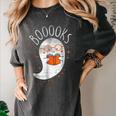 Halloween Cute Ghost Book Reading Teacher Women's Comfort Colors T-Shirt Pepper Halloween Cute Ghost Book Reading Teacher Women's Comfort Colors T-Shirt Pepper