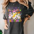 Halloween Floral Ghost Teacher Are You Falloween Directions Women's Comfort Colors T-Shirt Pepper