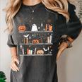 Halloween Library Ghost Books Teacher Spooky Trick Or Teach Women's Comfort Colors T-Shirt Pepper
