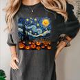 Halloween Pumpkin Starry Night Van Gogh Art Teacher Women's Comfort Colors T-Shirt Pepper Halloween Pumpkin Starry Night Van Gogh Art Teacher Women's Comfort Colors T-Shirt Pepper