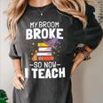 Halloween Teacher Tee My Broom Broke So Now I Teach Women's Comfort Colors T-Shirt Pepper