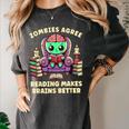 Halloween Teacher Zombie Reading Is Good For Brains Women's Comfort Colors T-Shirt Pepper
