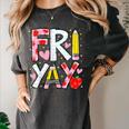 Happy Fri-Yay Teacher Back To School Friday Lovers Women's Comfort Colors T-Shirt Pepper Happy Fri-Yay Teacher Back To School Friday Lovers Women's Comfort Colors T-Shirt Pepper